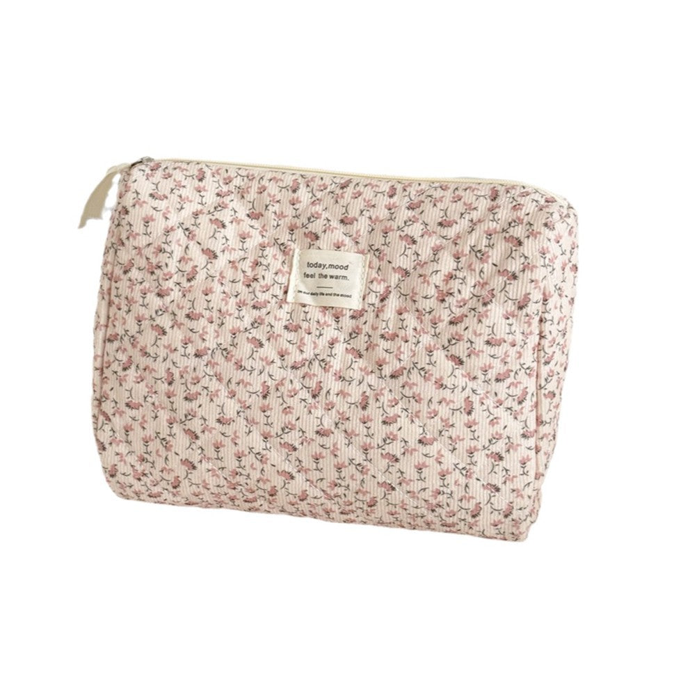 Multifunctional Corduroy Floral Bag – Cosmetic Bag, Clutch & Octagonal Styles