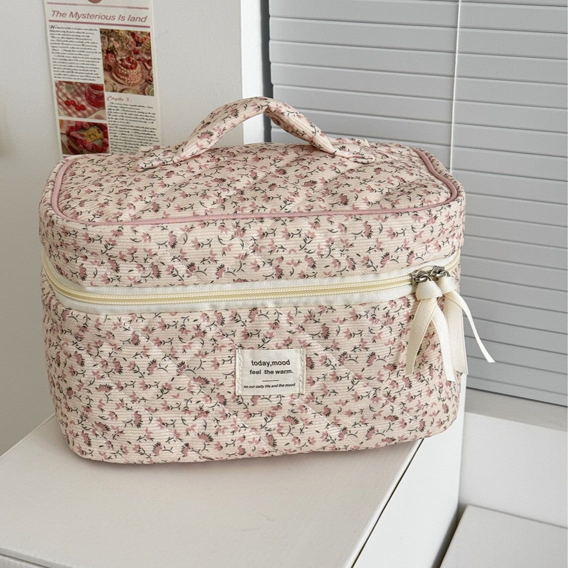 Multifunctional Corduroy Floral Bag – Cosmetic Bag, Clutch & Octagonal Styles