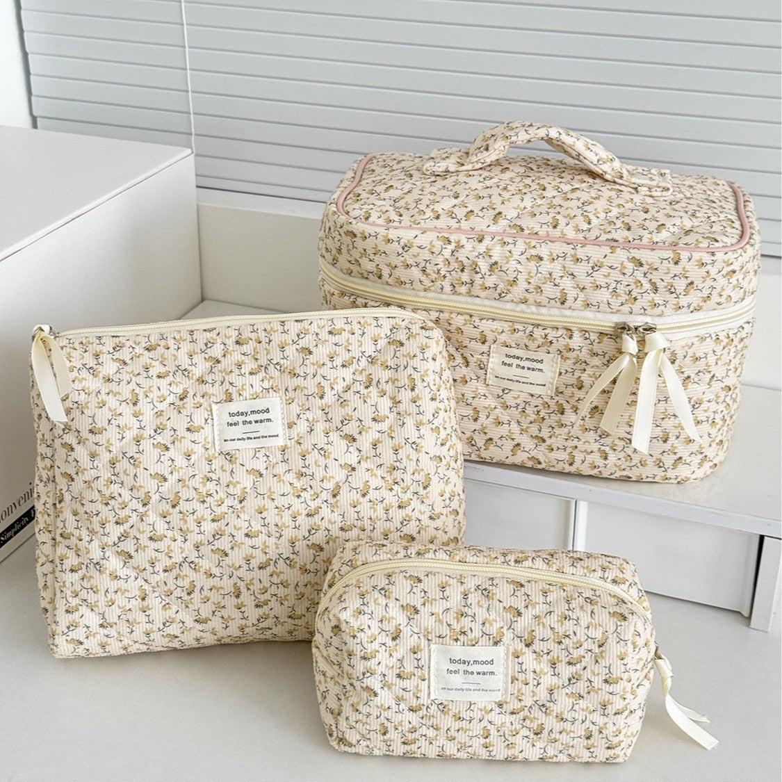 Multifunctional Corduroy Floral Bag – Cosmetic Bag, Clutch & Octagonal Styles